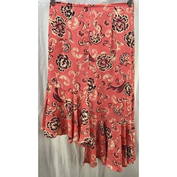 Who What Wear Skirt 4 Coral Floral Asymmetric New - Picture 3 of 5